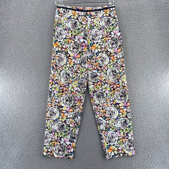 Talbots Pants - Talbots Pants Womens 4 Petite White Black Multi Floral Stretch Cropped Skinny